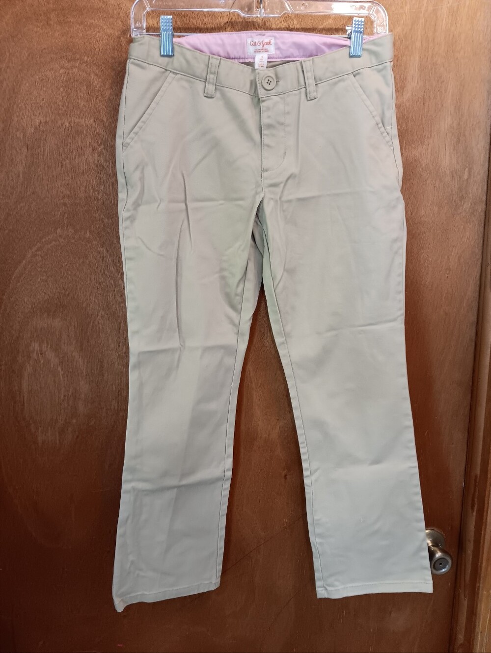 Cat & Jack Tan School Uniform Shorts with Pink Waistband